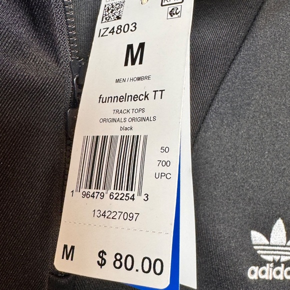 NWT Adidas Men's Funnelneck 3 Stripes Black Track Jacket Size Medium - Picture 4 of 7